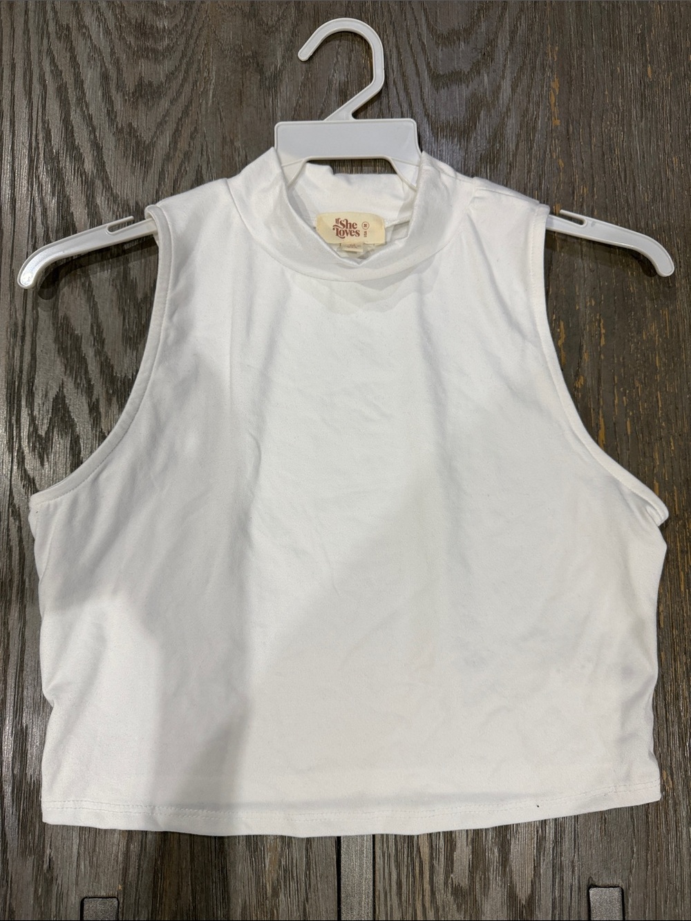Sleeveless White Mock Neck Crop Tank by If She Loves - super soft